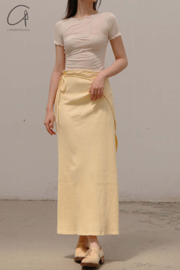 BASERANGE ribbed wool brig skirt SKBR-RIB-WI21 yellow
